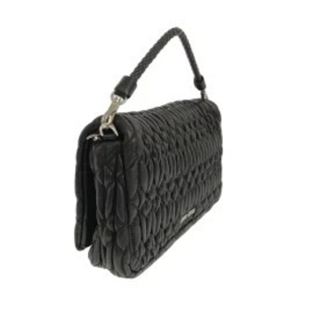 Miu Miu Nappa Crystal Matelasse Handbag Rhinestone Jeweled Black Silver Clear